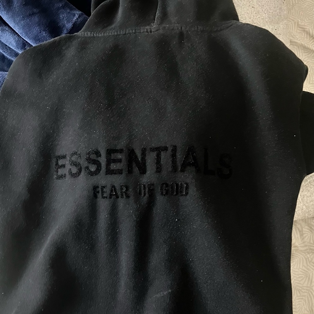 Essentials Black Logo Hoodie